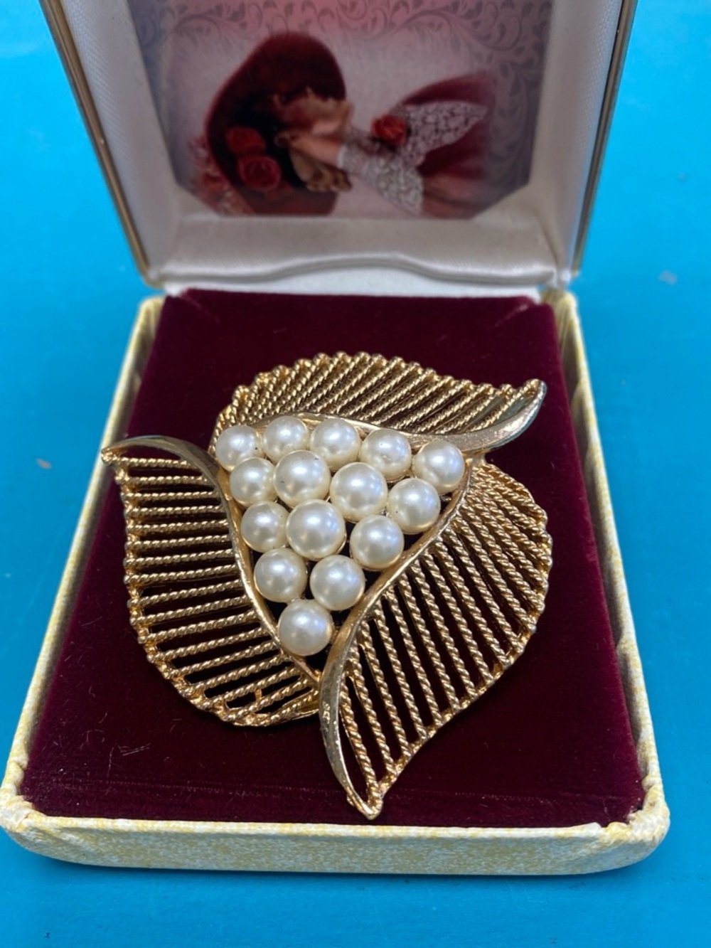 Gold-Tone Pearl Cluster Leaf Brooch - Women Jewelry